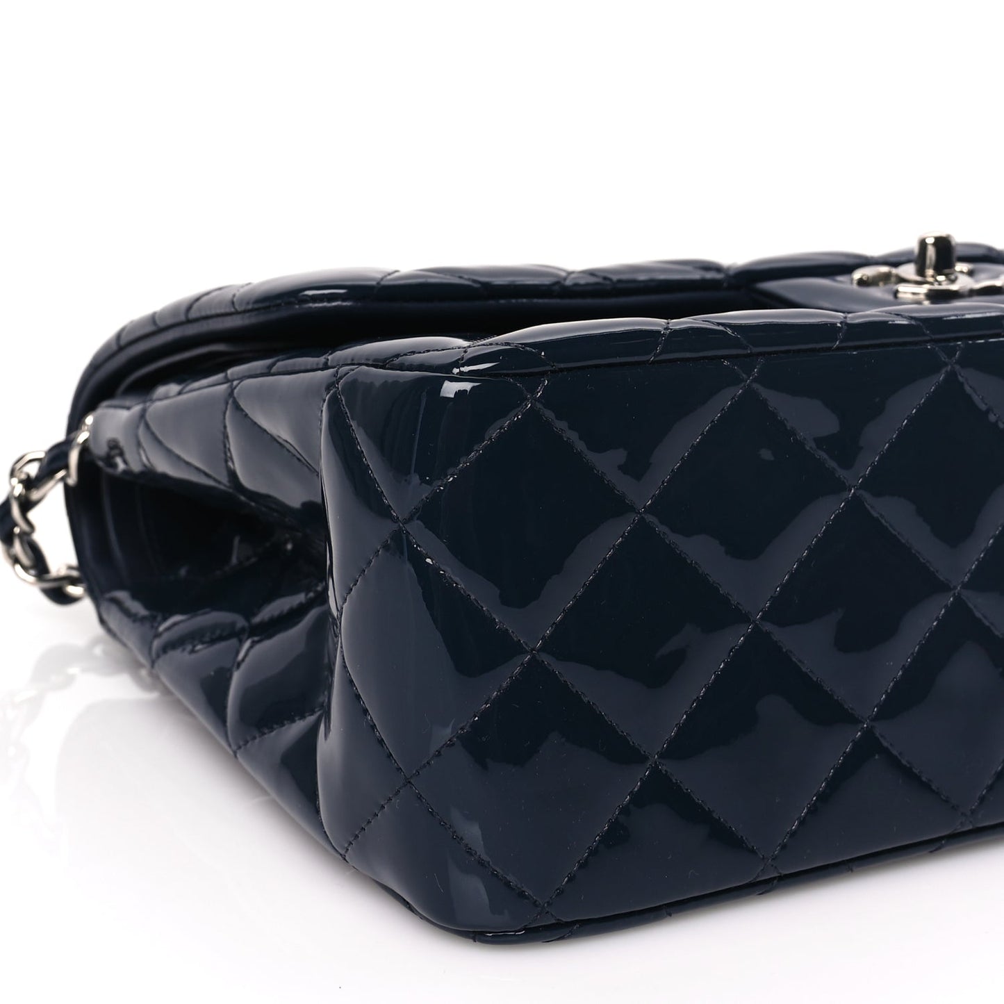 Chanel Patent Quilted Jumbo Double Flap Navy