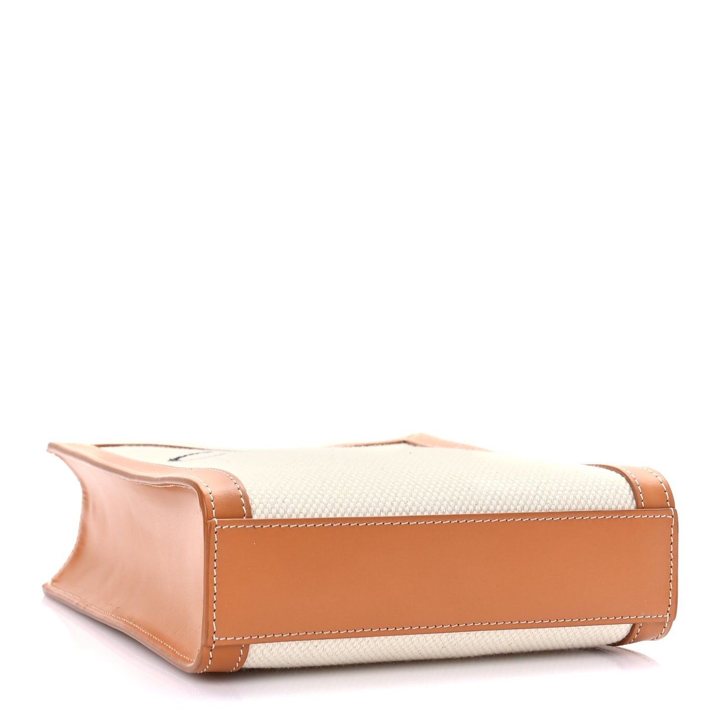 Celine Canvas Calfskin Mini Vertical Cabas Natural Tan
