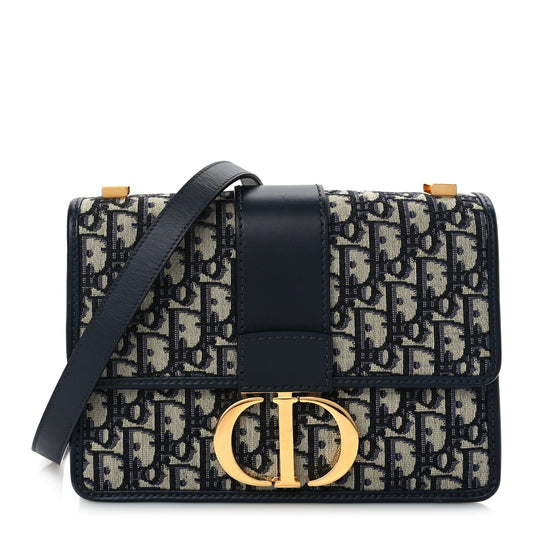 Christian Dior Oblique 30 Montaigne Flap Bag Blue