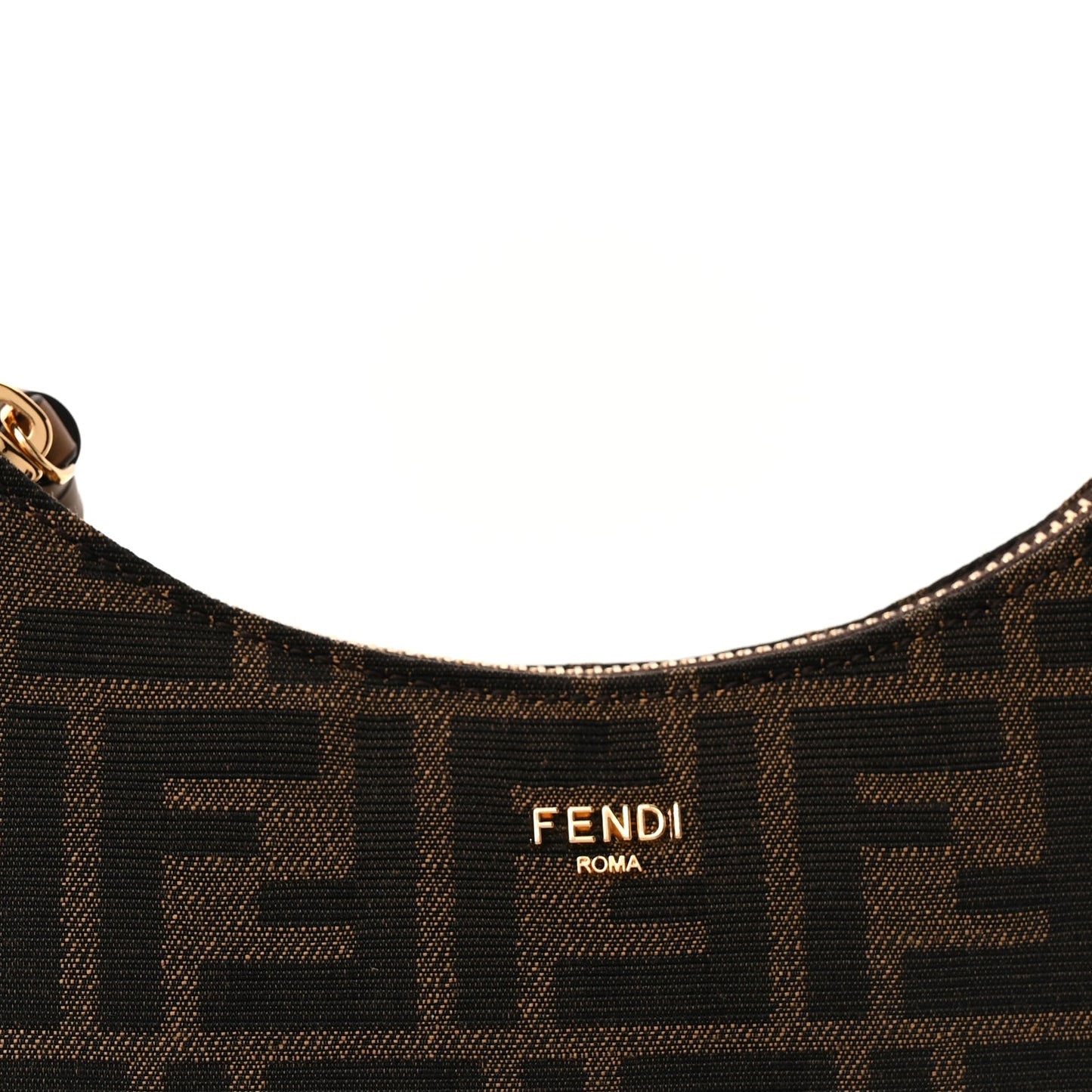 Fendi Fabric Jacquard Vitello Grace FF 1974 Mini Fendessence Shoulder Bag Tobacco Moro Ebano