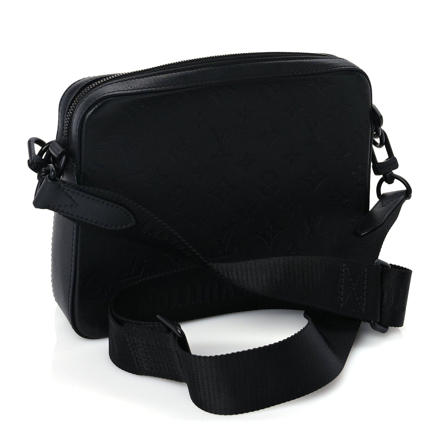 Louis Vuitton Calfskin Monogram Shadow Trio Messenger  Black