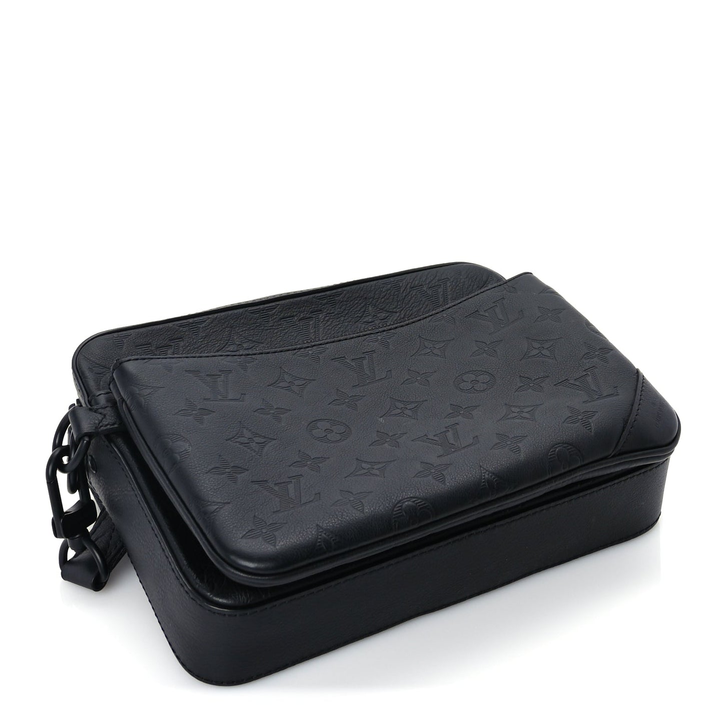 Louis Vuitton Calfskin Monogram Shadow Trio Messenger  Black