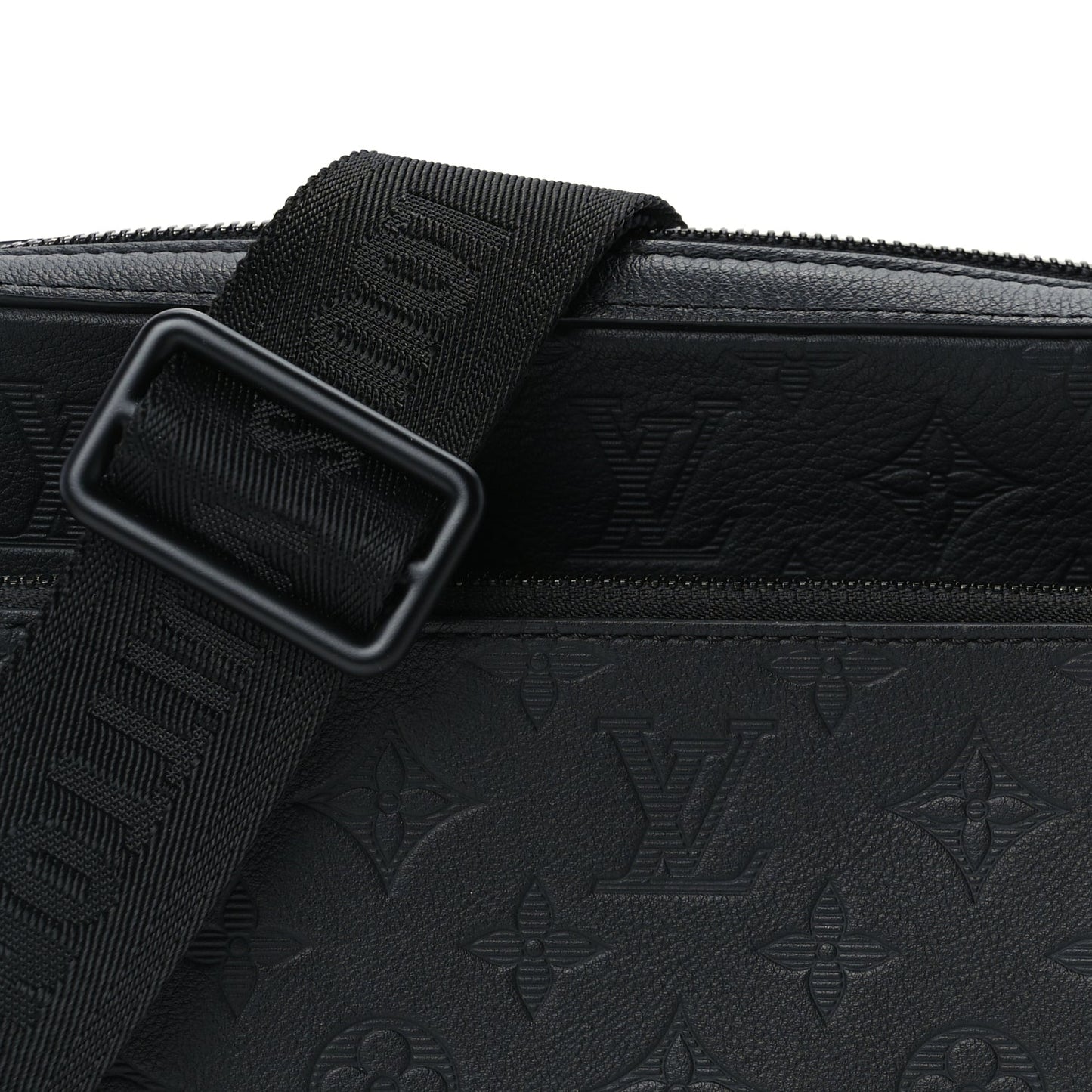 Louis Vuitton Calfskin Monogram Shadow Trio Messenger  Black