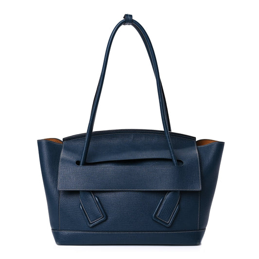 Bottega Veneta Grainy Calfskin Small Arco Dark Blue