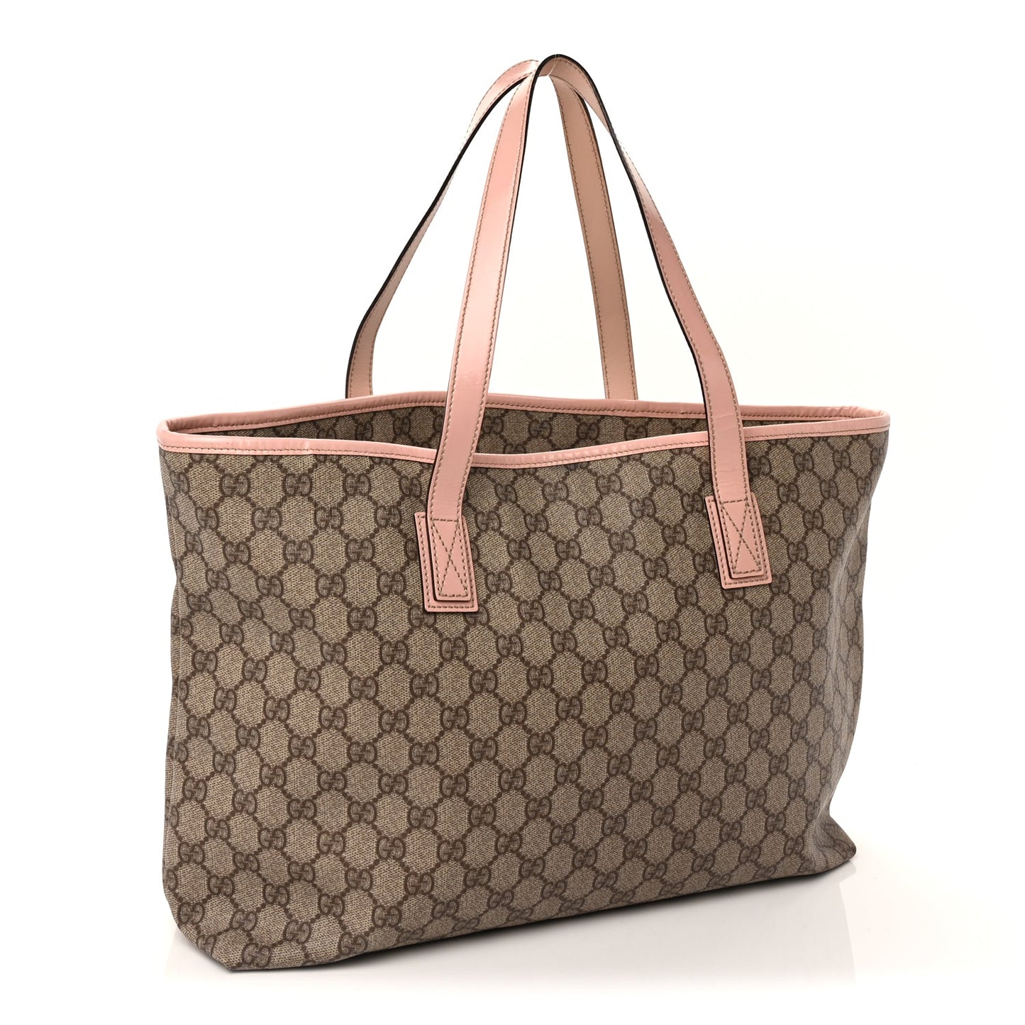 Gucci GG Supreme Monogram Medium Zippered Shopping Tote Pink