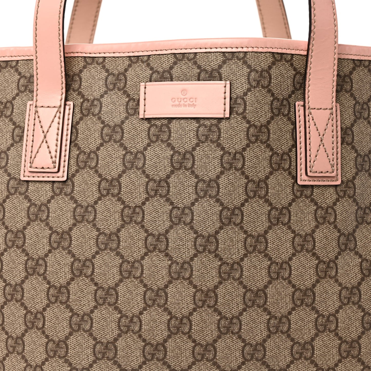 Gucci GG Supreme Monogram Medium Zippered Shopping Tote Pink