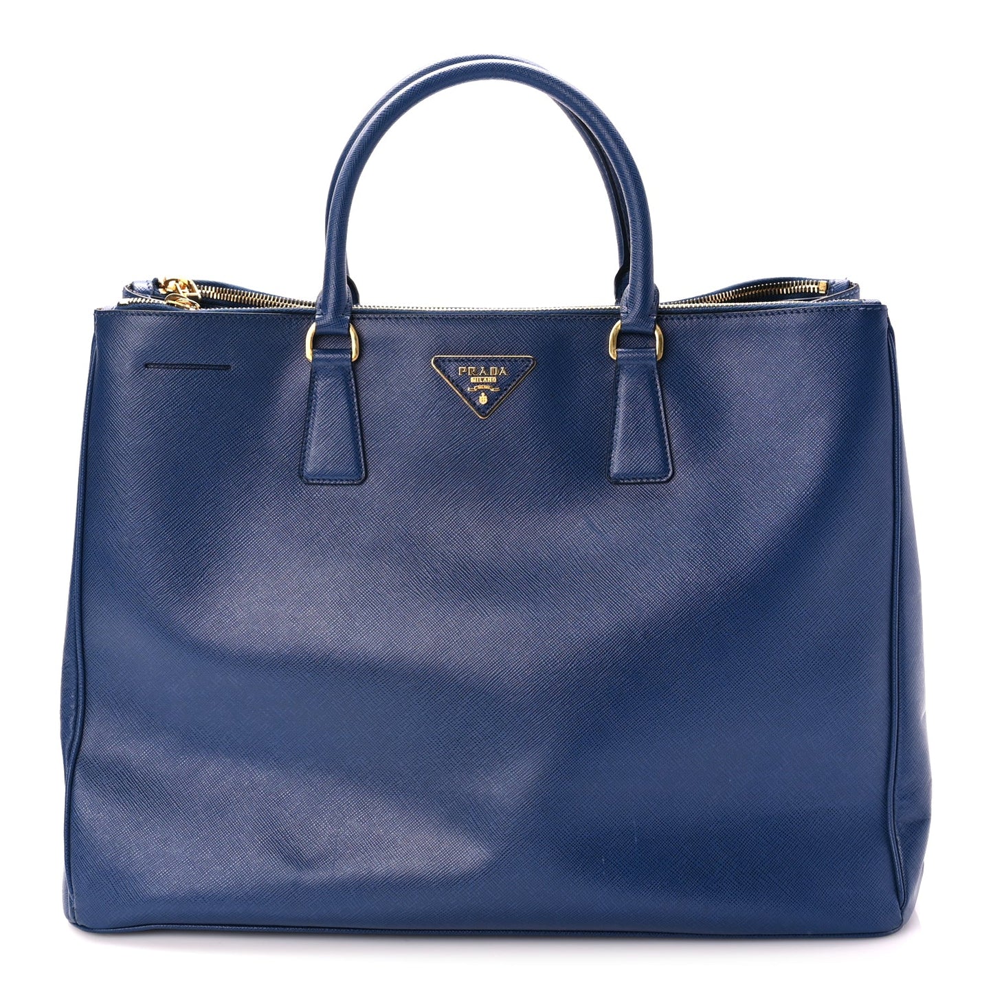 Prada Saffiano Lux Extra Large Galleria Double Zip Tote Bluette