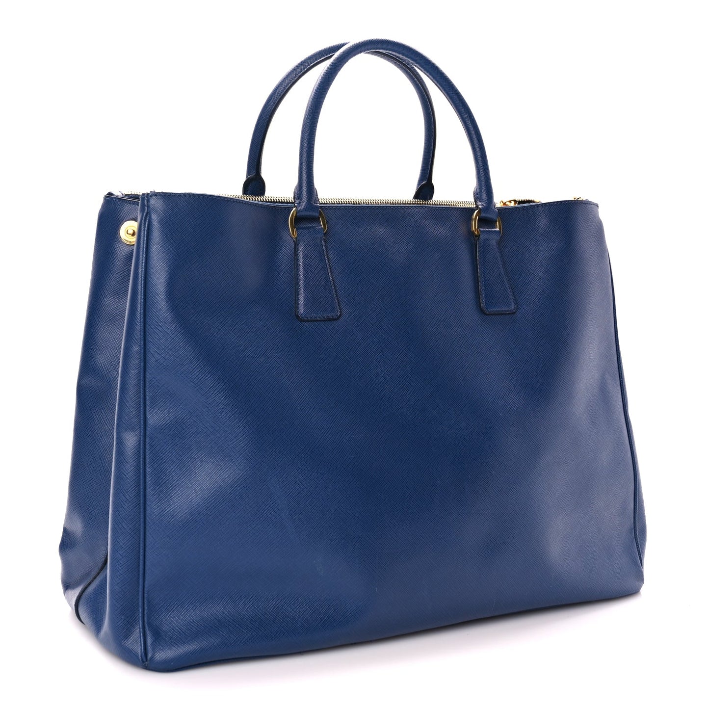 Prada Saffiano Lux Extra Large Galleria Double Zip Tote Bluette