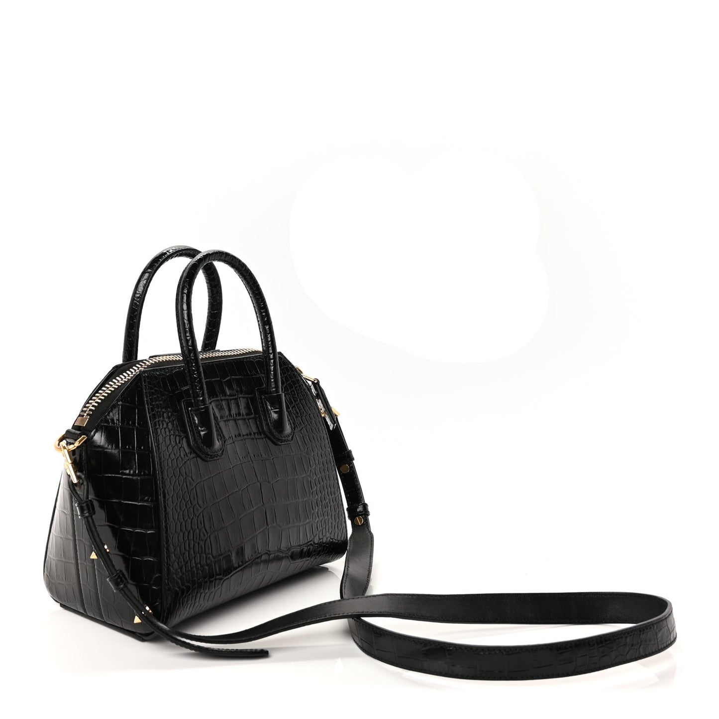 Givenchy Calfskin Crocodile Embossed Mini Antigona Black