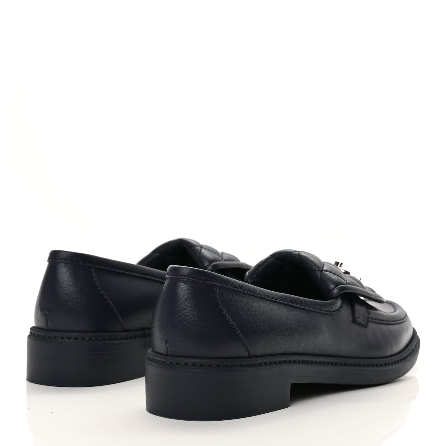 Chanel Lambskin Quilted CC Turnlock Loafers 38.5 Navy