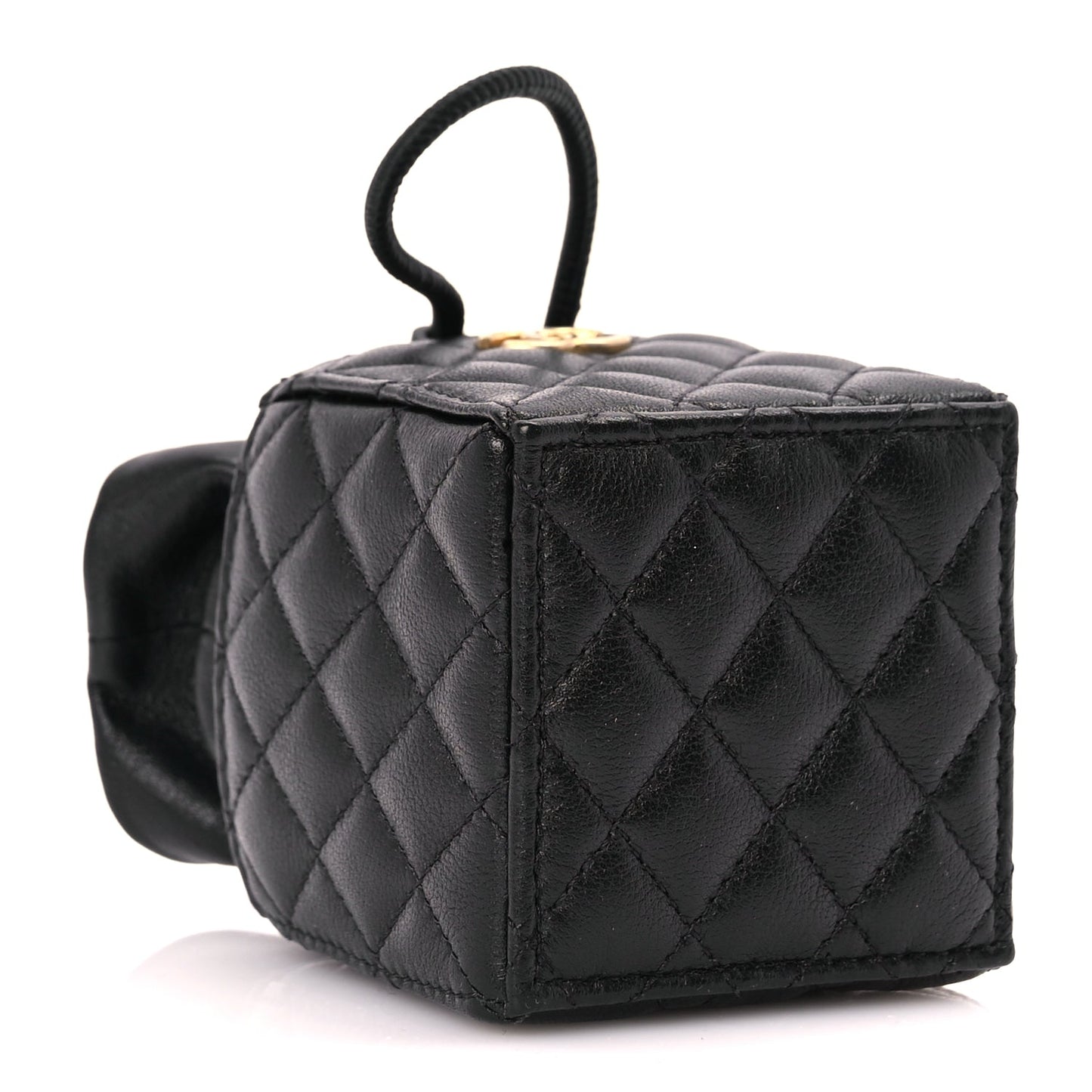 Chanel Calfskin Quilted Mini Drawstring Bucket Bag Black