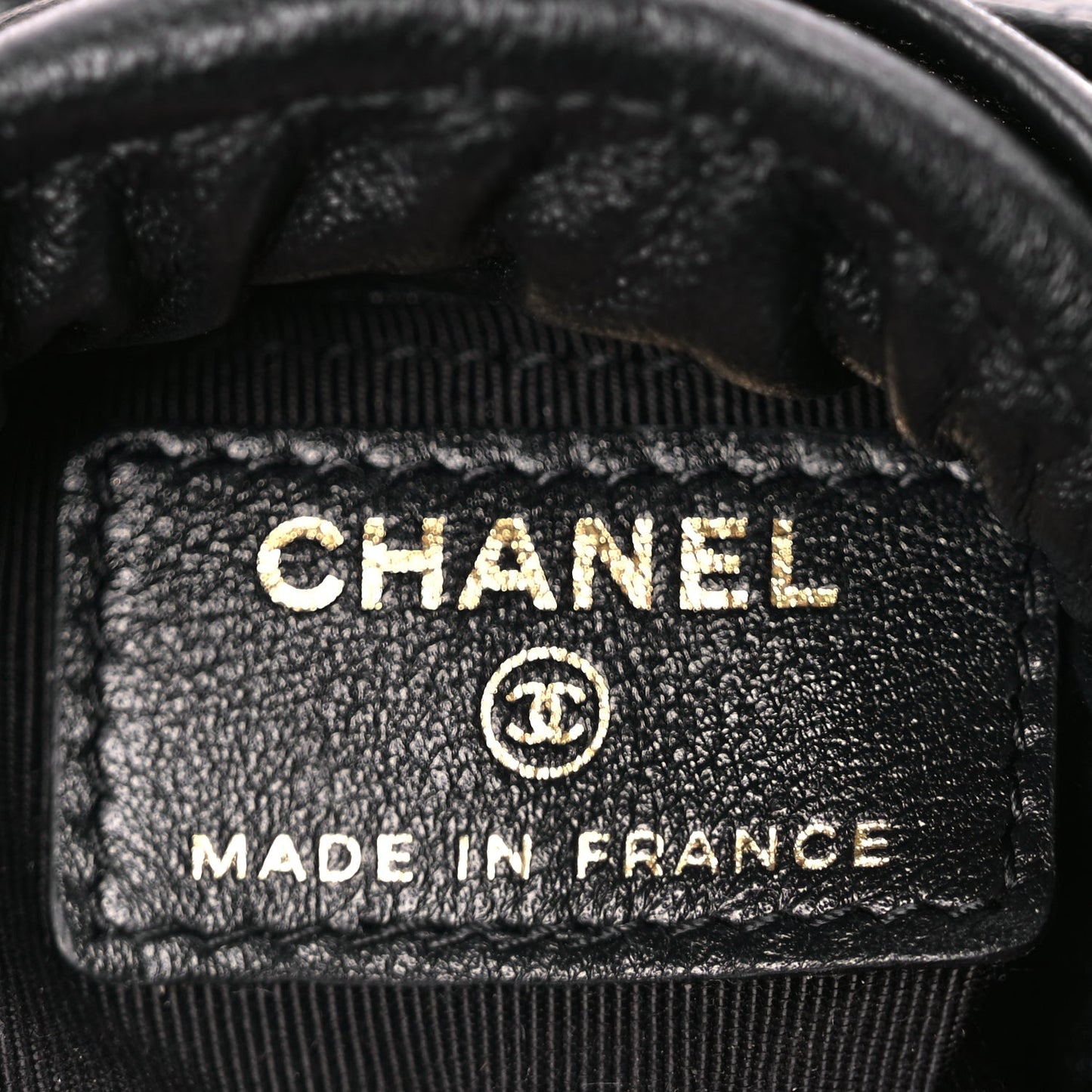 Chanel Calfskin Quilted Mini Drawstring Bucket Bag Black