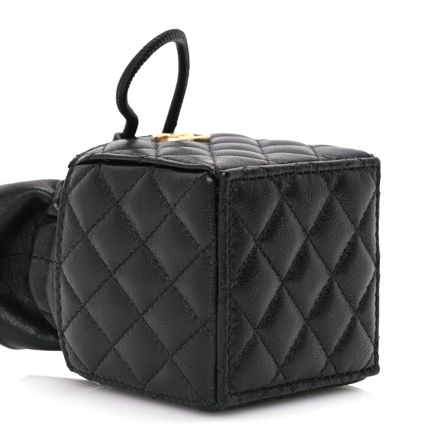 Chanel Calfskin Quilted Mini Drawstring Bucket Bag Black