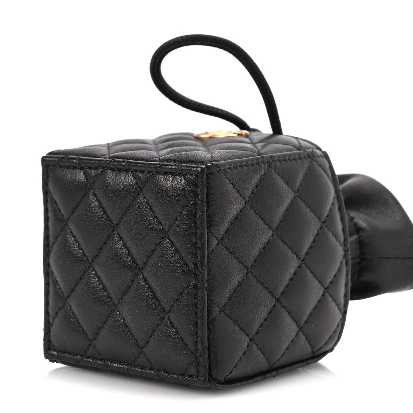 Chanel Calfskin Quilted Mini Drawstring Bucket Bag Black
