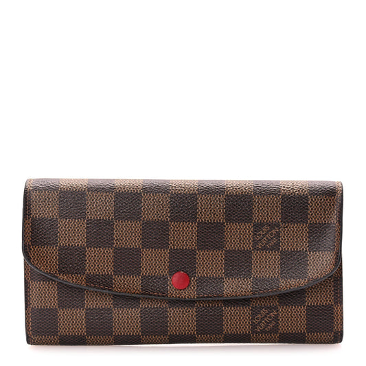 Louis Vuitton Damier Ebene Emilie Wallet Red
