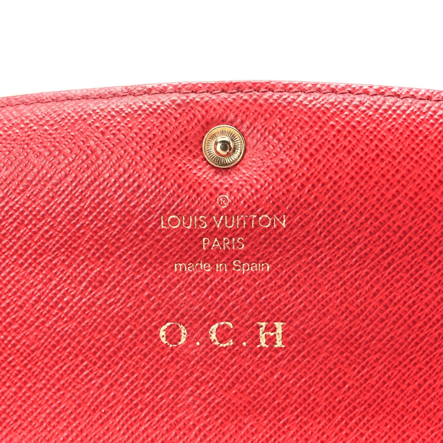 Louis Vuitton Damier Ebene Emilie Wallet Red