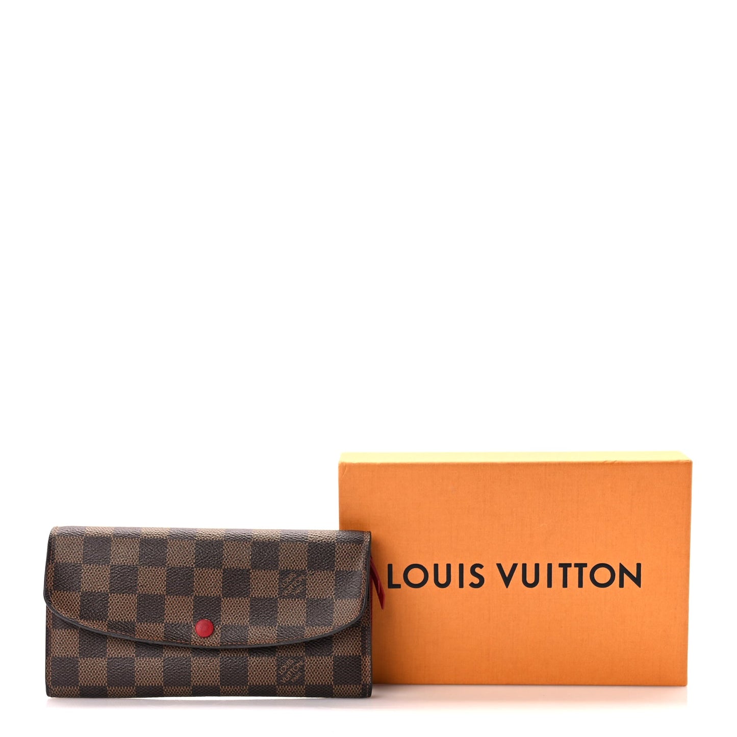 Louis Vuitton Damier Ebene Emilie Wallet Red