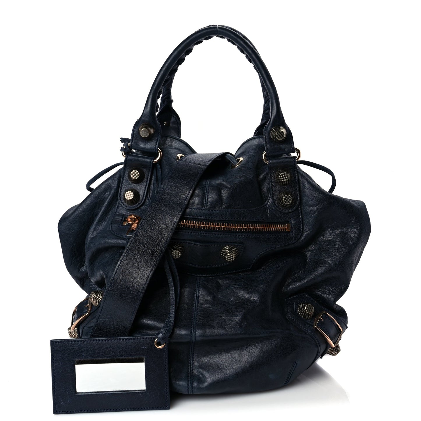 Balenciaga Agneau Giant 21 Rose Gold Hardware Pompon Marine