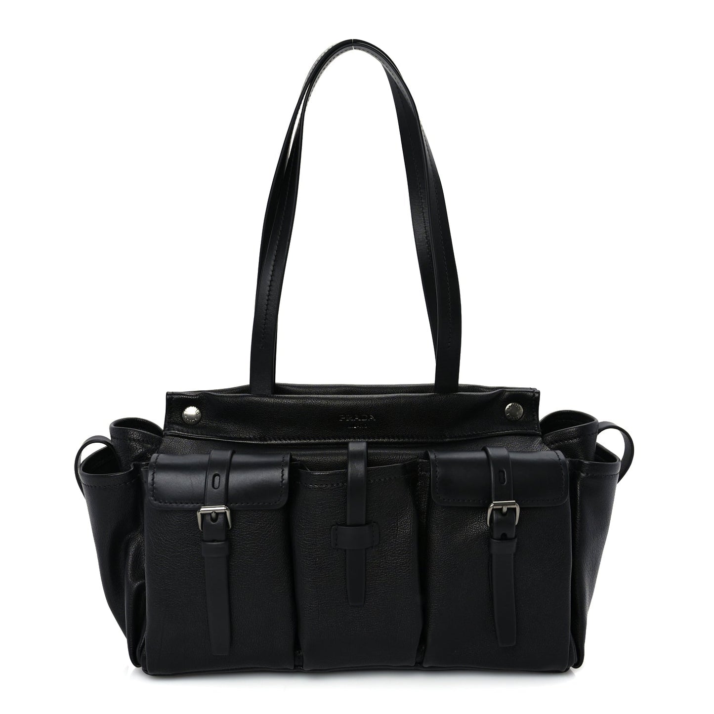 Prada Bufalo Large Route Tote Bag  Black