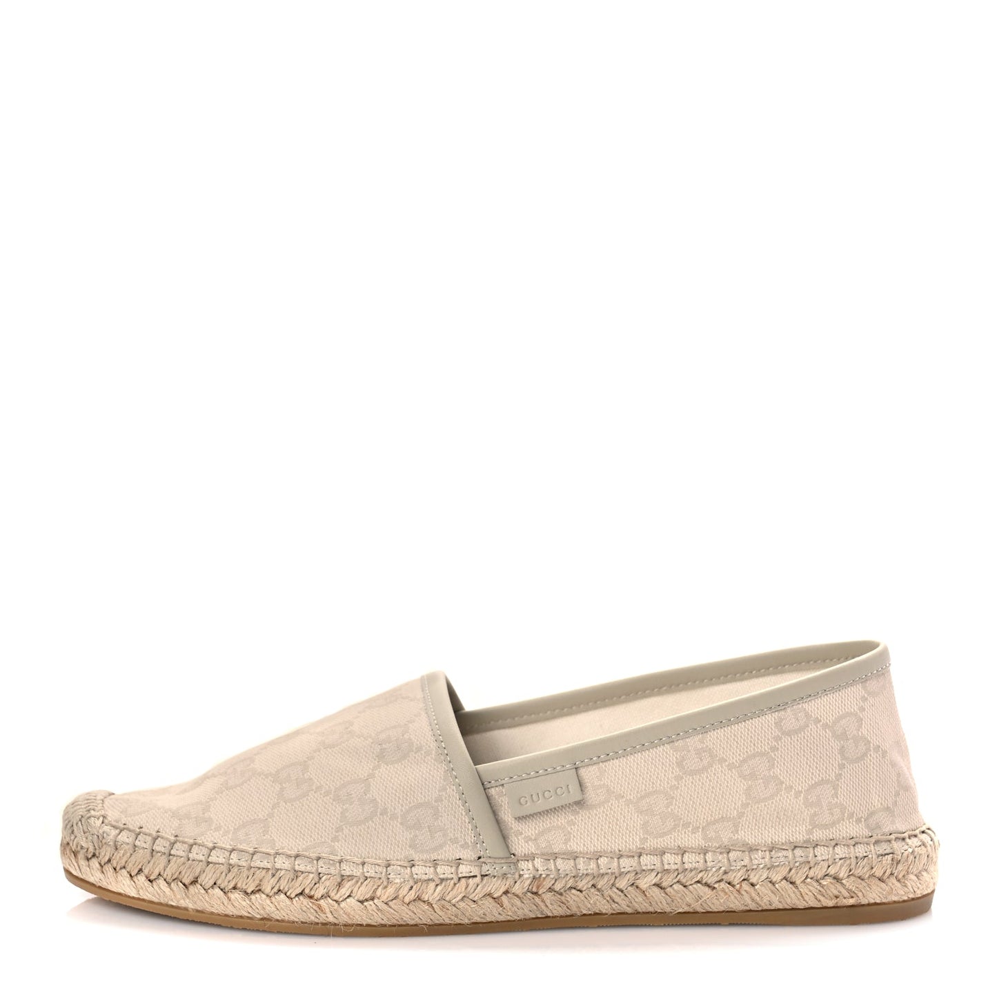Gucci Washed Cotton Miro Soft Calfskin GG Monogram Espadrilles 38 White Mystic