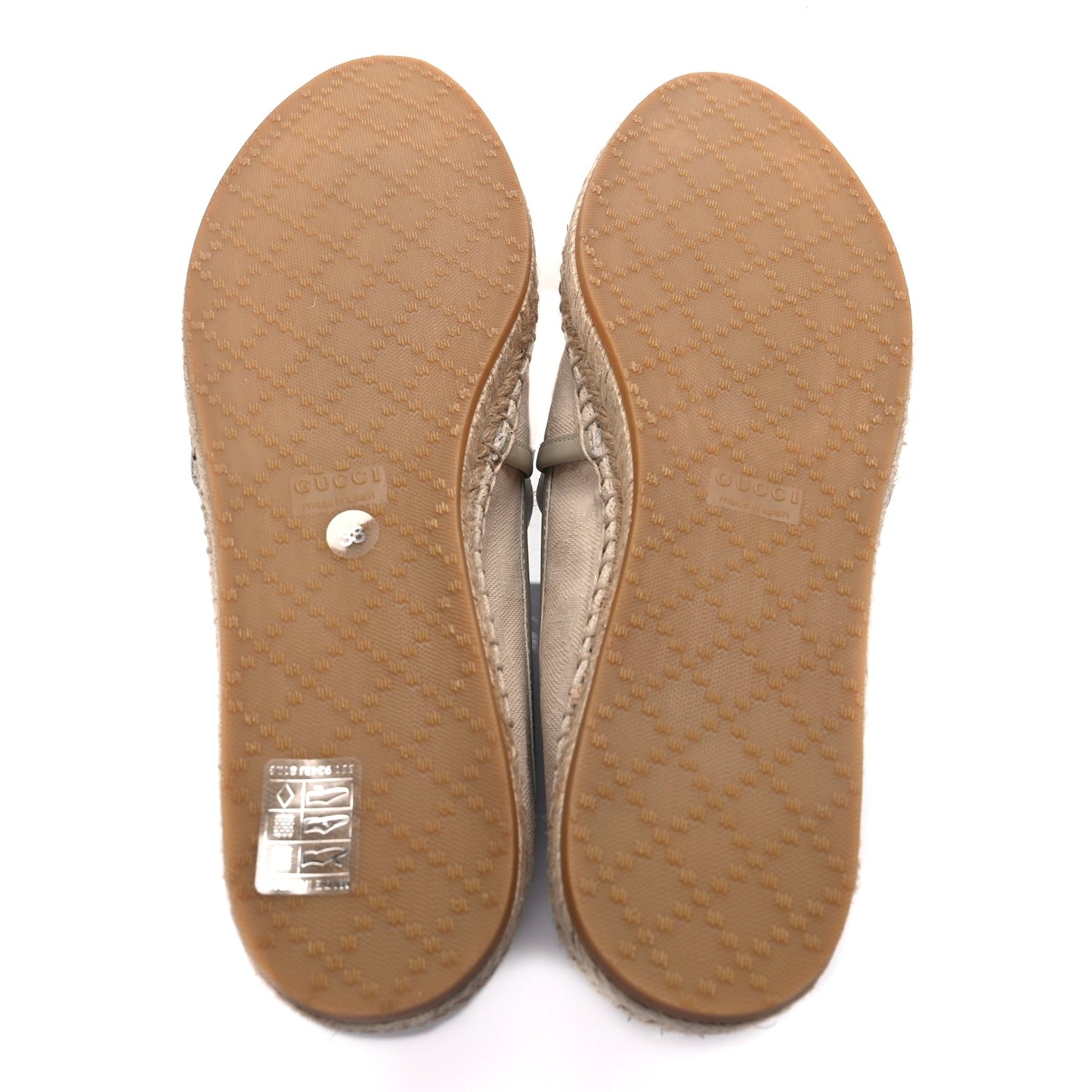 Gucci Washed Cotton Miro Soft Calfskin GG Monogram Espadrilles 38 White Mystic