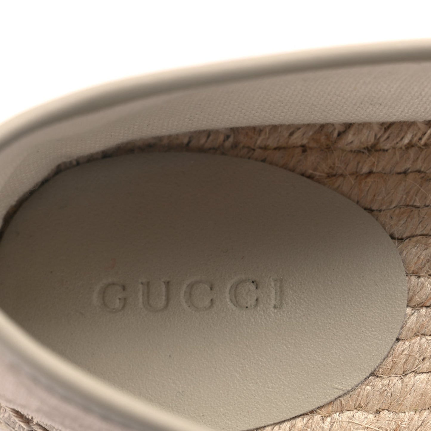 Gucci Washed Cotton Miro Soft Calfskin GG Monogram Espadrilles 38 White Mystic