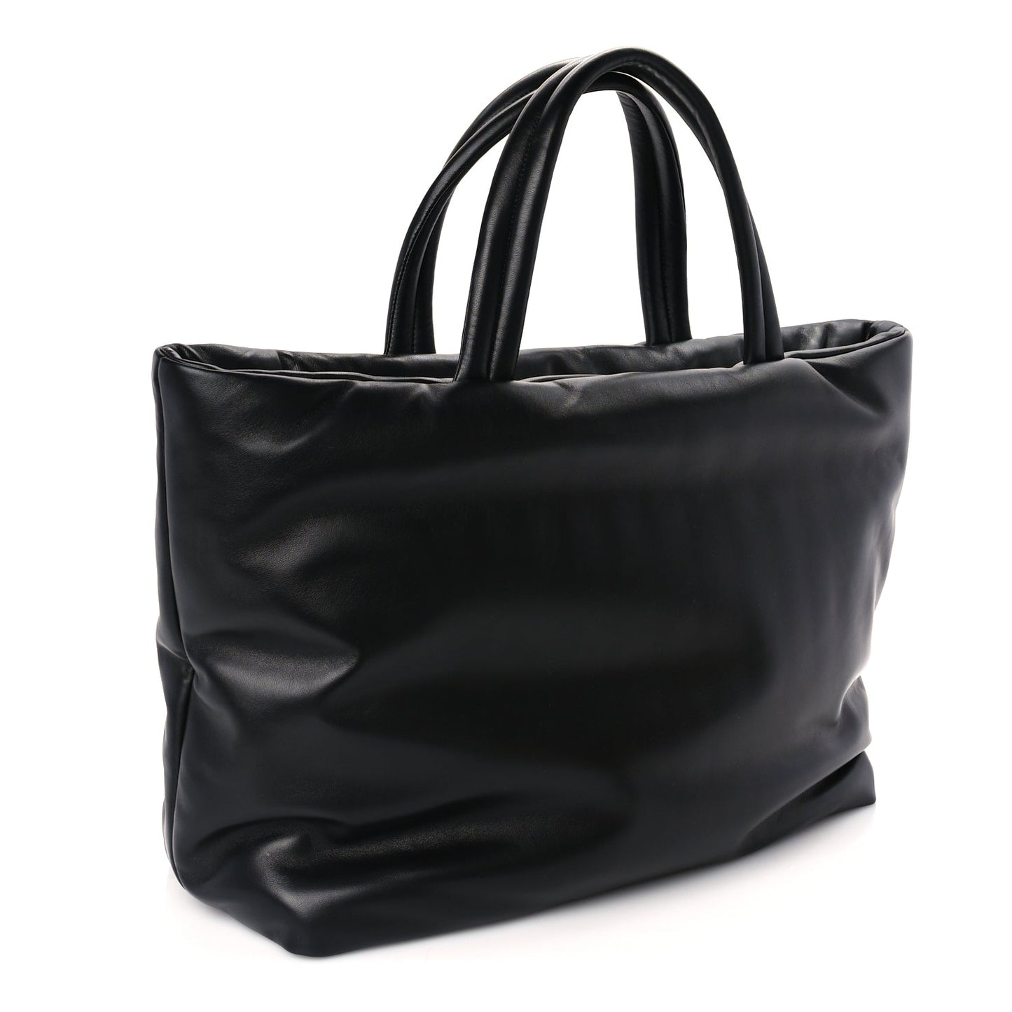 Saint Laurent Lambskin Wide Puffer Tote  Black