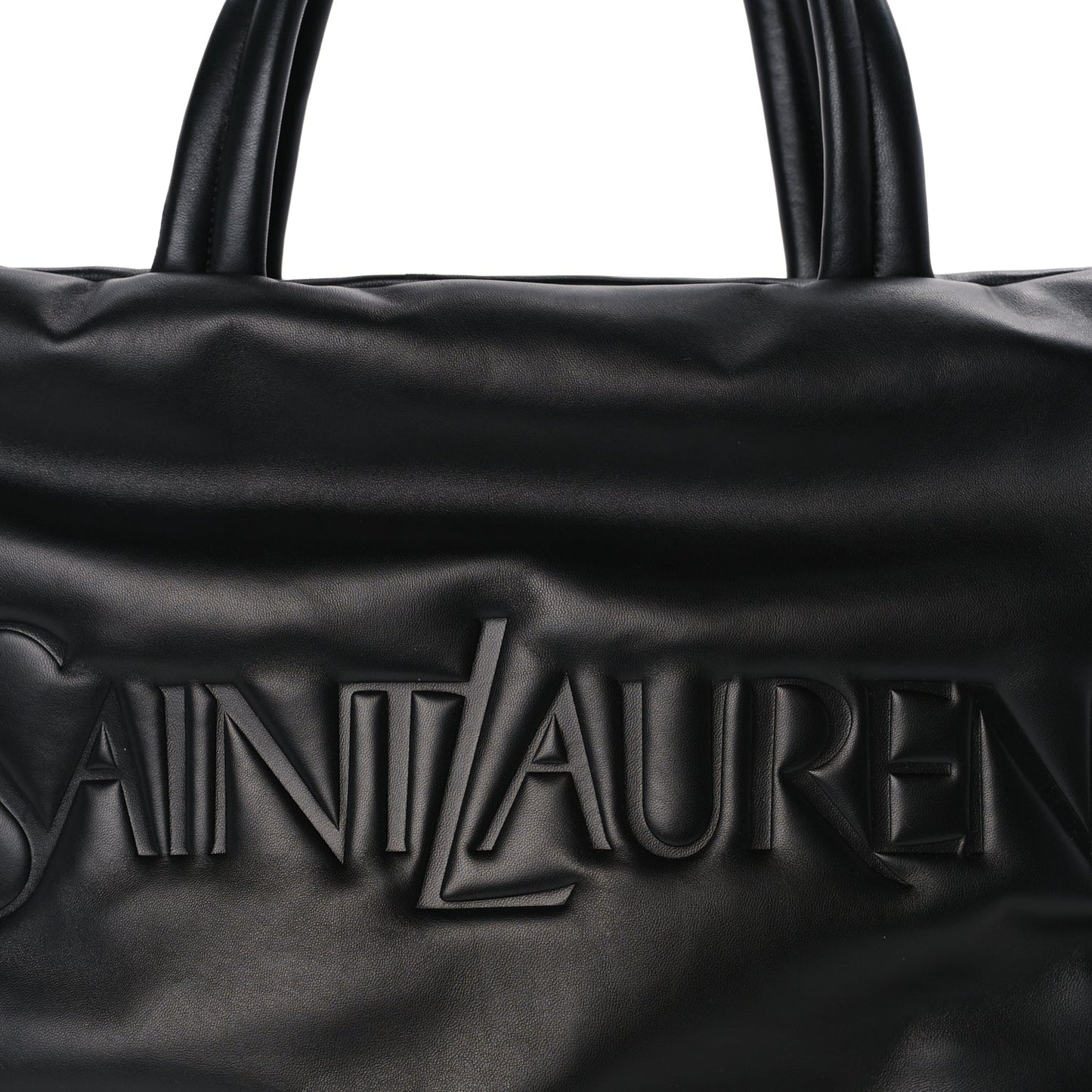 Saint Laurent Lambskin Wide Puffer Tote  Black