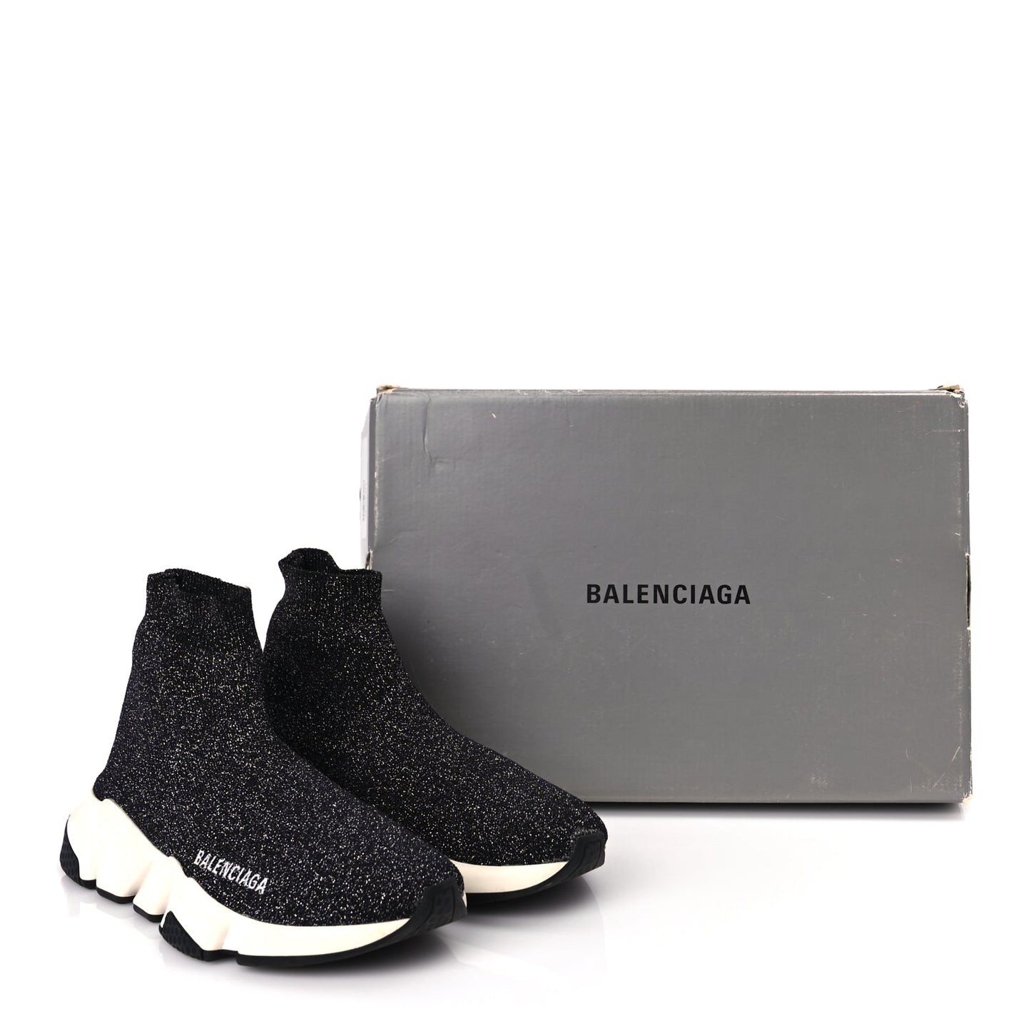 Balenciaga Knit Metal Womens Speed Sneakers 35 Black