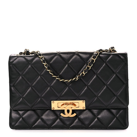 Chanel Lambskin Quilted Large Golden Class Flap Black