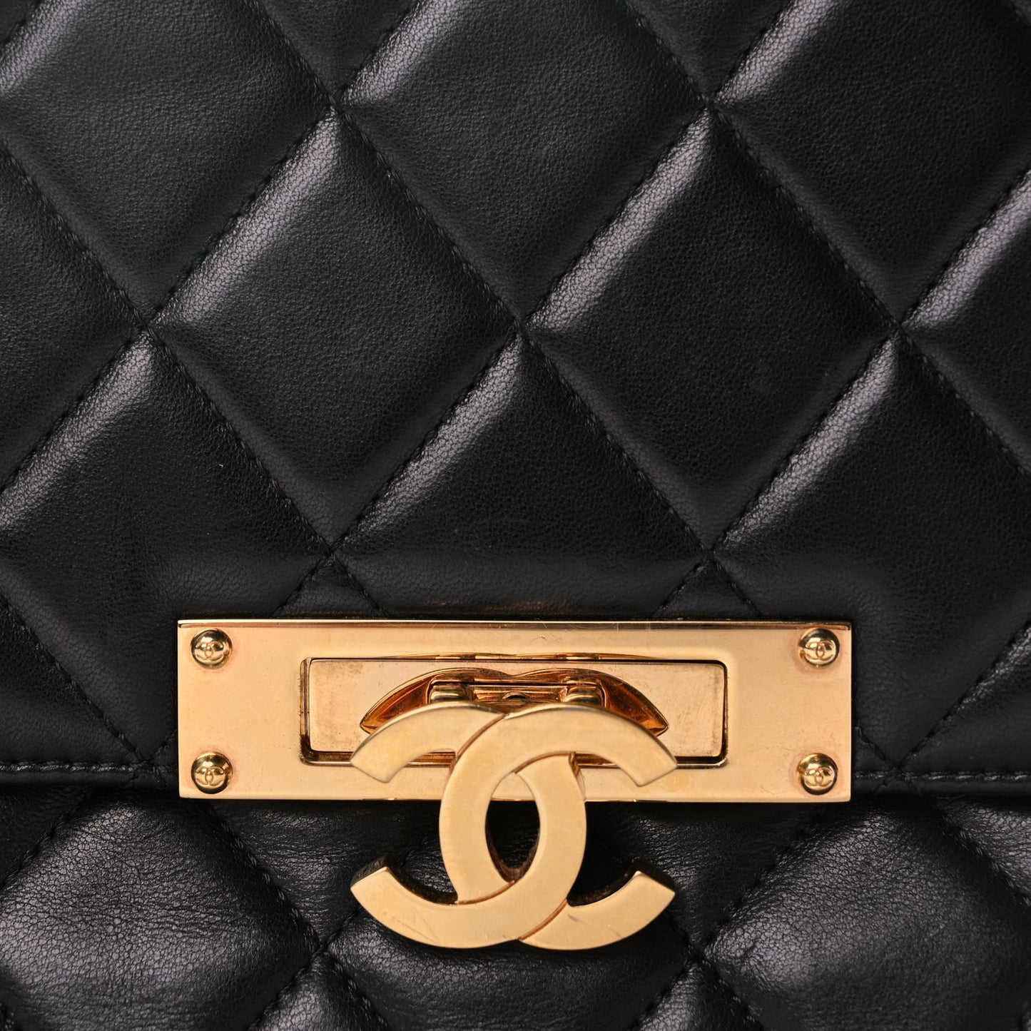 Chanel Lambskin Quilted Large Golden Class Flap Black