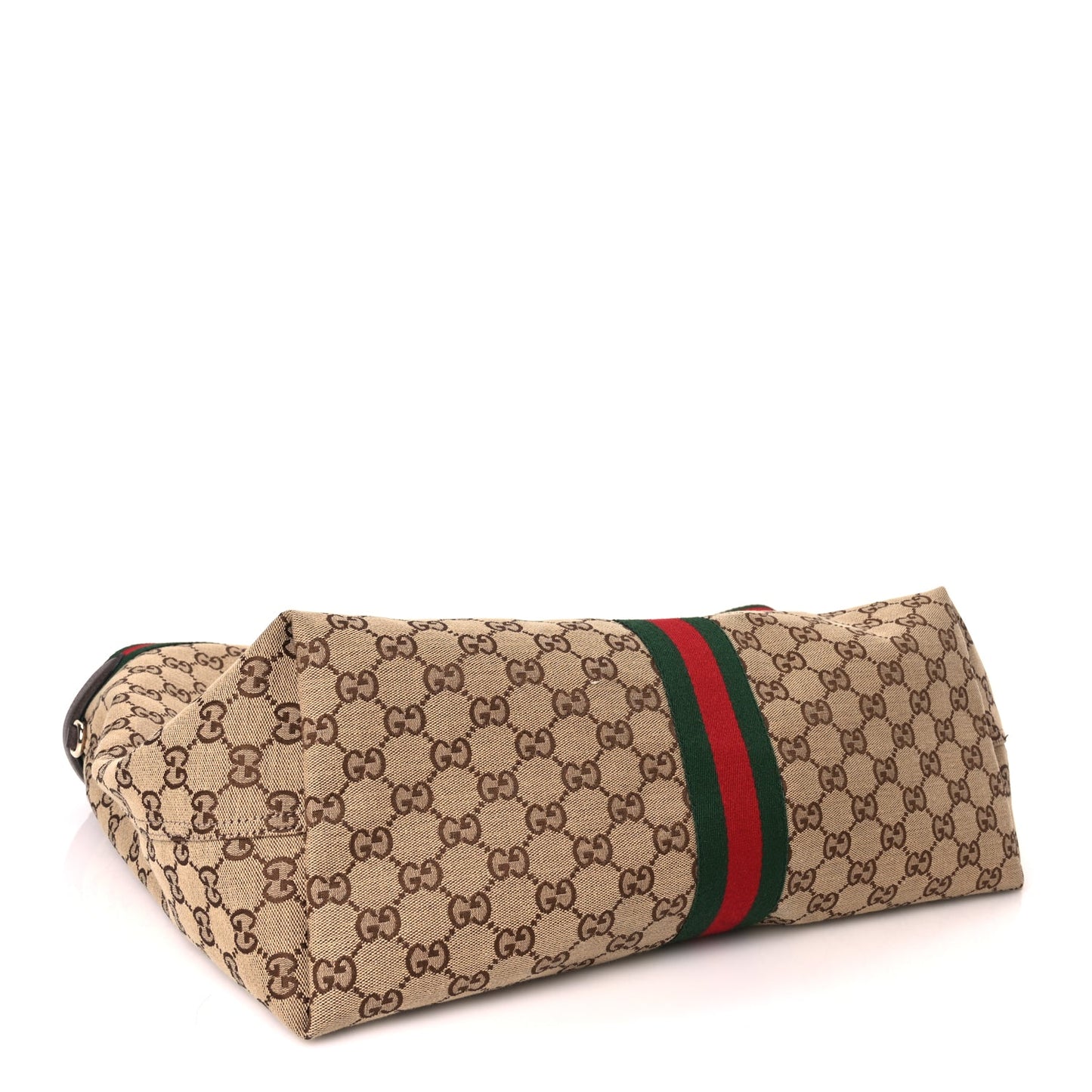 Gucci GG Supreme Monogram Web Large Giglio Tote Beige Dark Brown