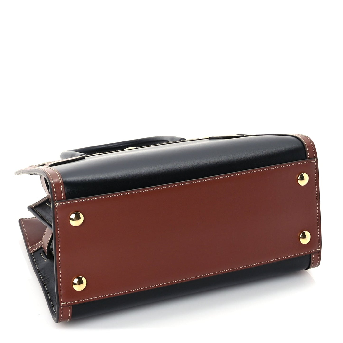 Burberry Calfskin Vintage Check Mini Two Handle Title Bag  Black