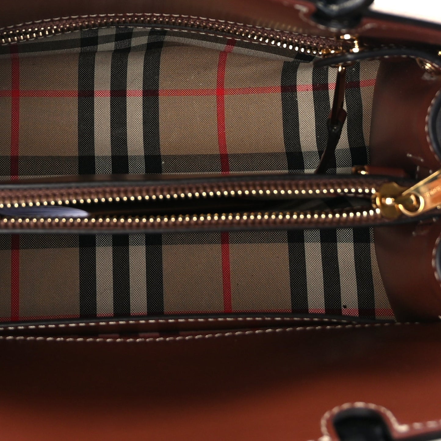 Burberry Calfskin Vintage Check Mini Two Handle Title Bag  Black