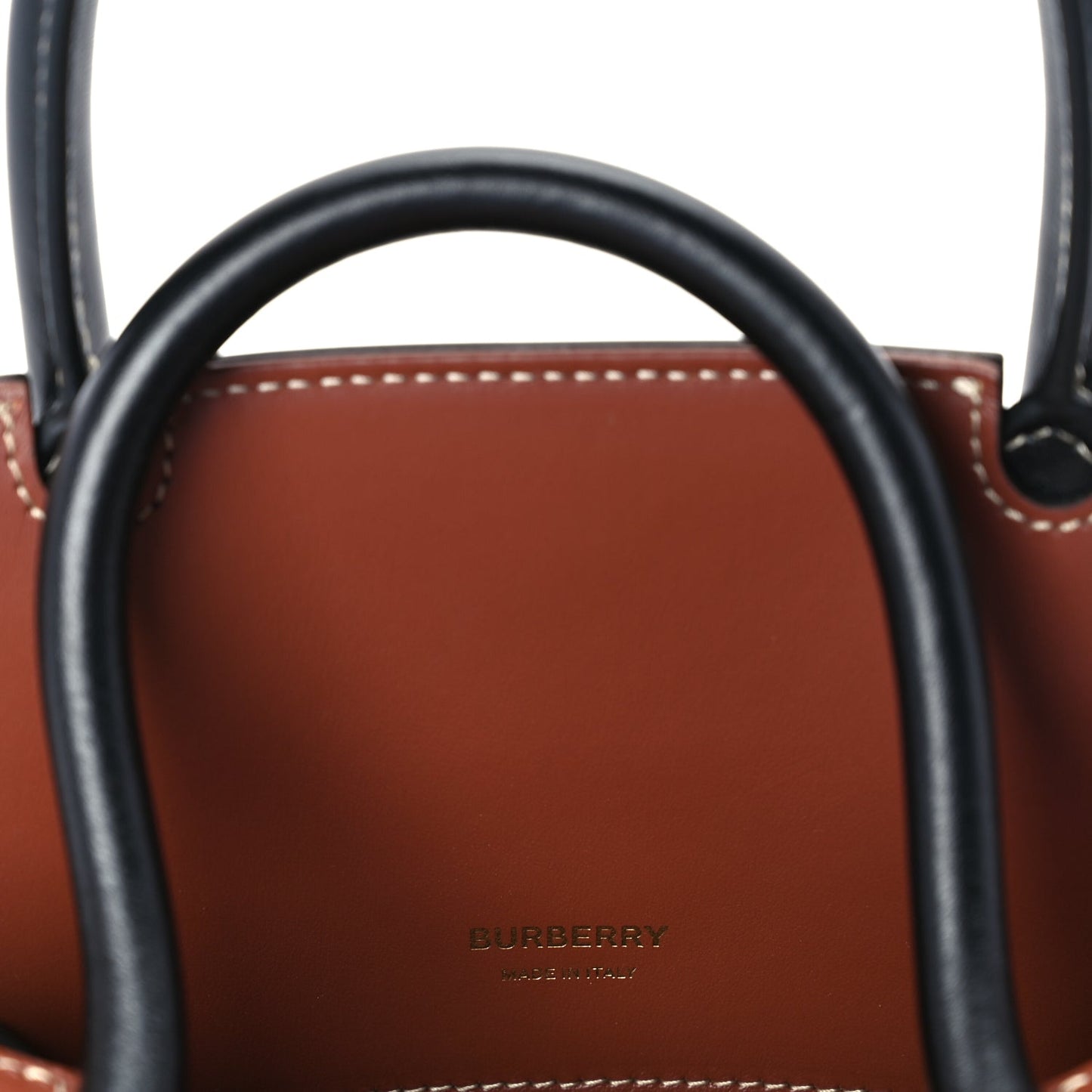 Burberry Calfskin Vintage Check Mini Two Handle Title Bag  Black