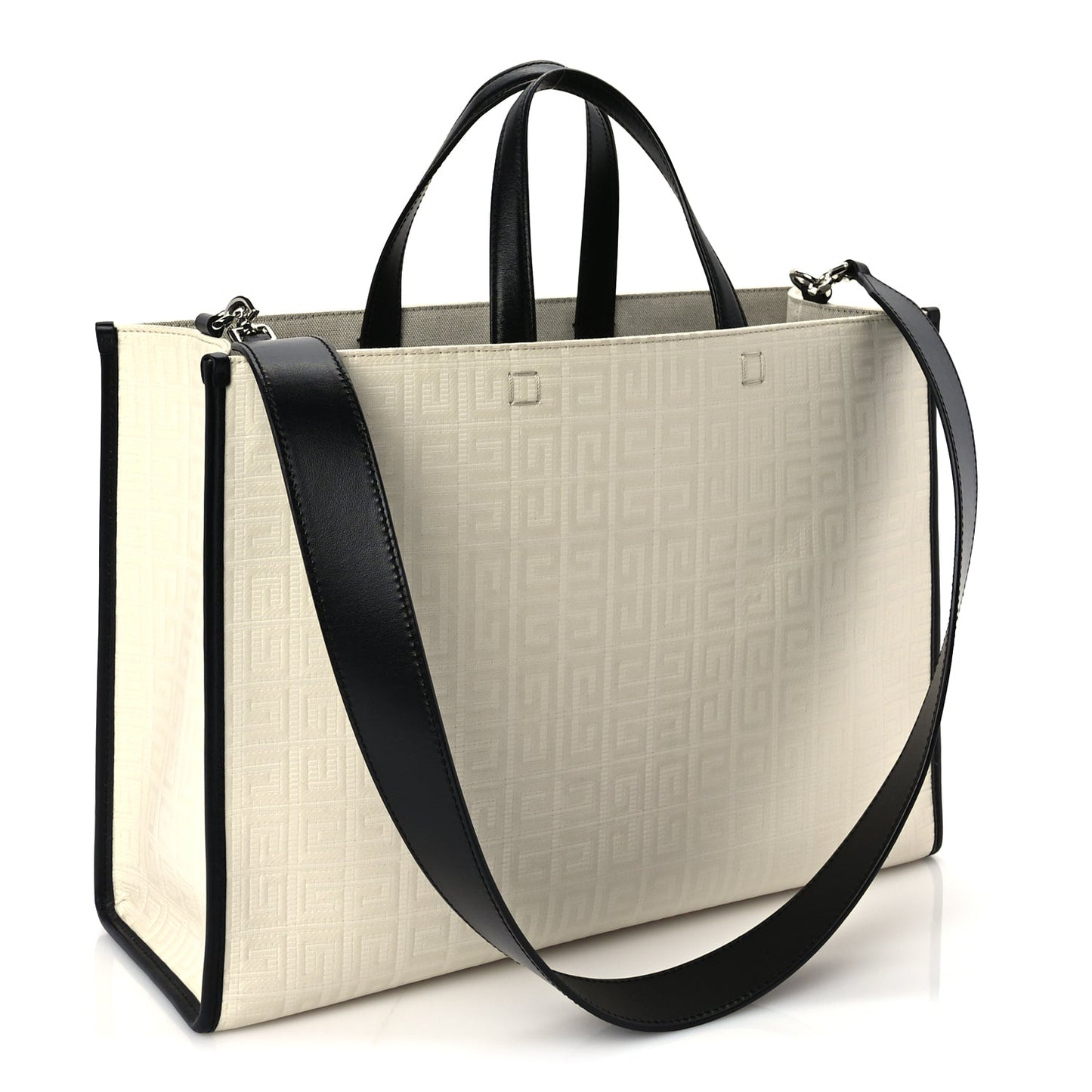 Givenchy Canvas Logo 4G Embossed Medium Tote Beige Black
