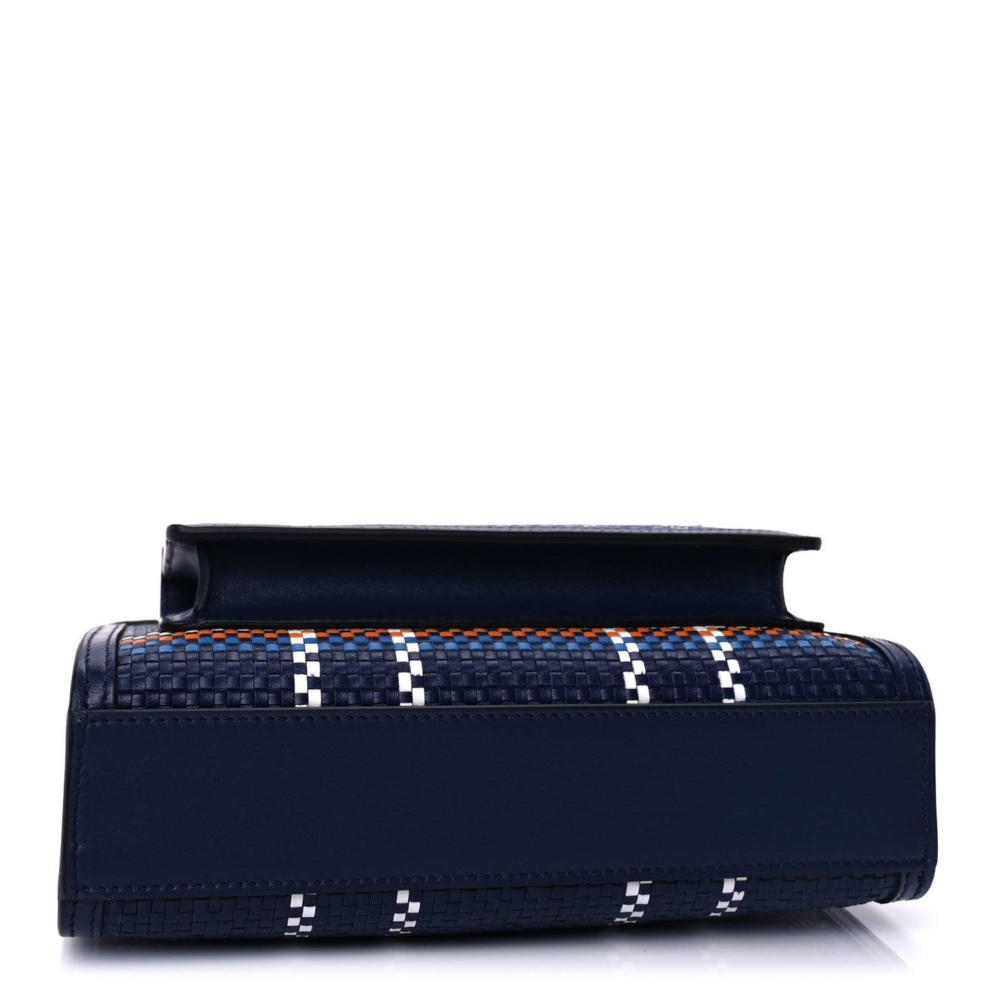 Burberry Calfskin Nylon Tartan Mini Pocket Bag  Blue White Orange