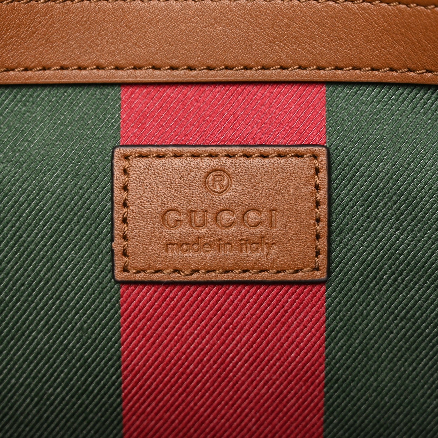 Gucci GG Supreme Monogram Emblem Small Tote Bag Beige Dark Brown