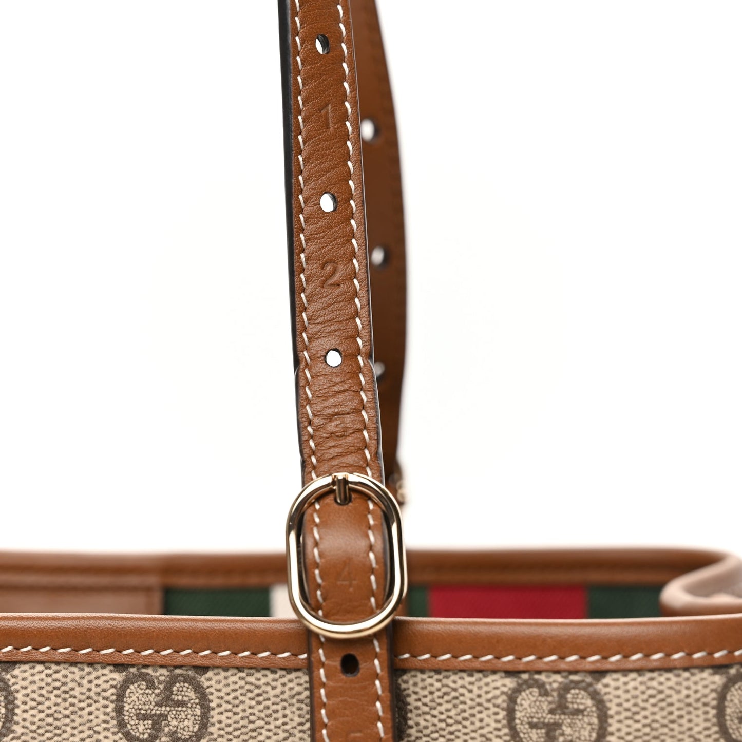 Gucci GG Supreme Monogram Emblem Small Tote Bag Beige Dark Brown