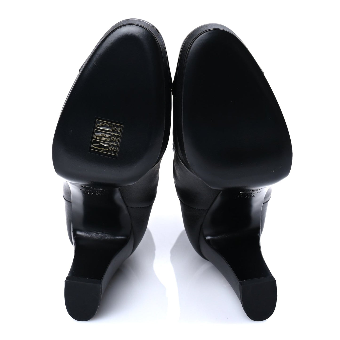 Chanel Lambskin Patent Cap Toe Pearl CC Ankle Boots 37.5 Black
