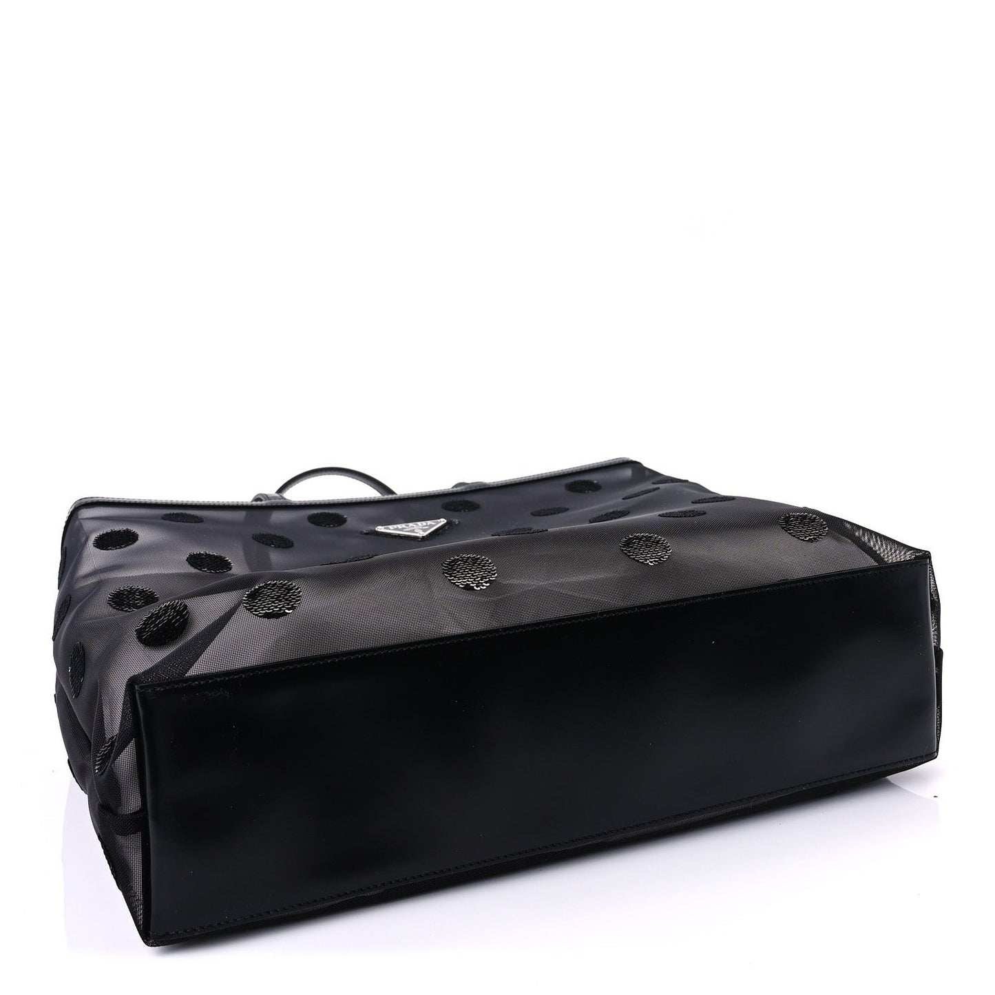 Prada Mesh Sequin Spazzolato Polka Dot Triangle Logo Tote Black