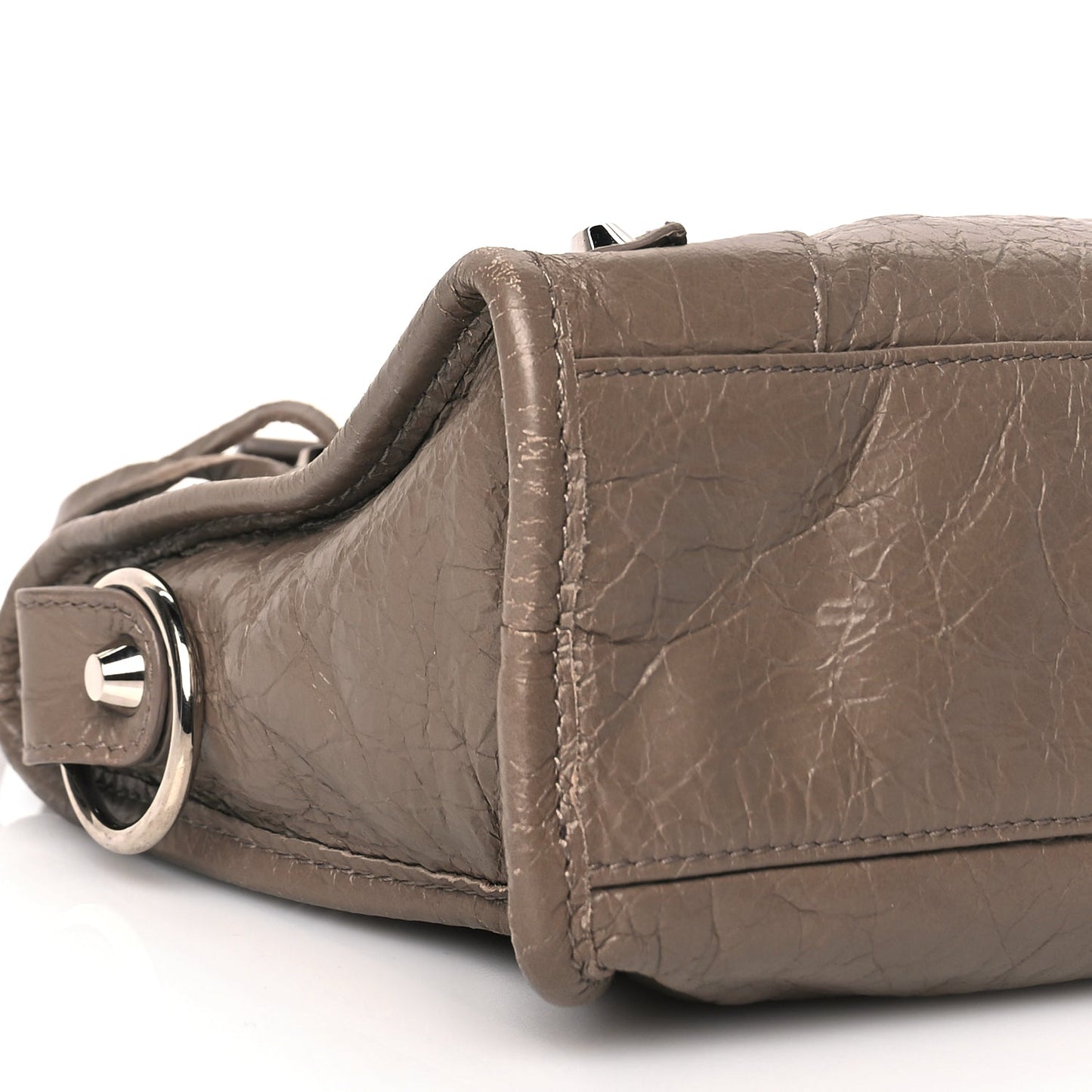 Balenciaga Agneau Classic Silver Hardware Mini City Dark Mink Grey