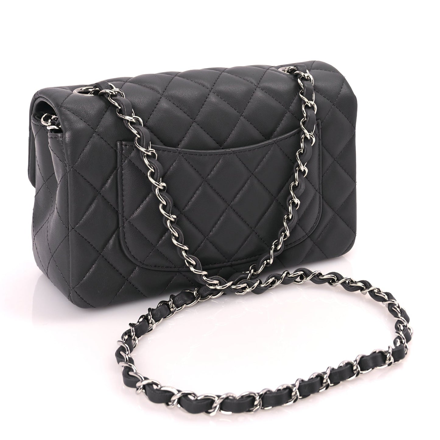 Chanel Lambskin Quilted Mini Rectangular Flap Dark Grey