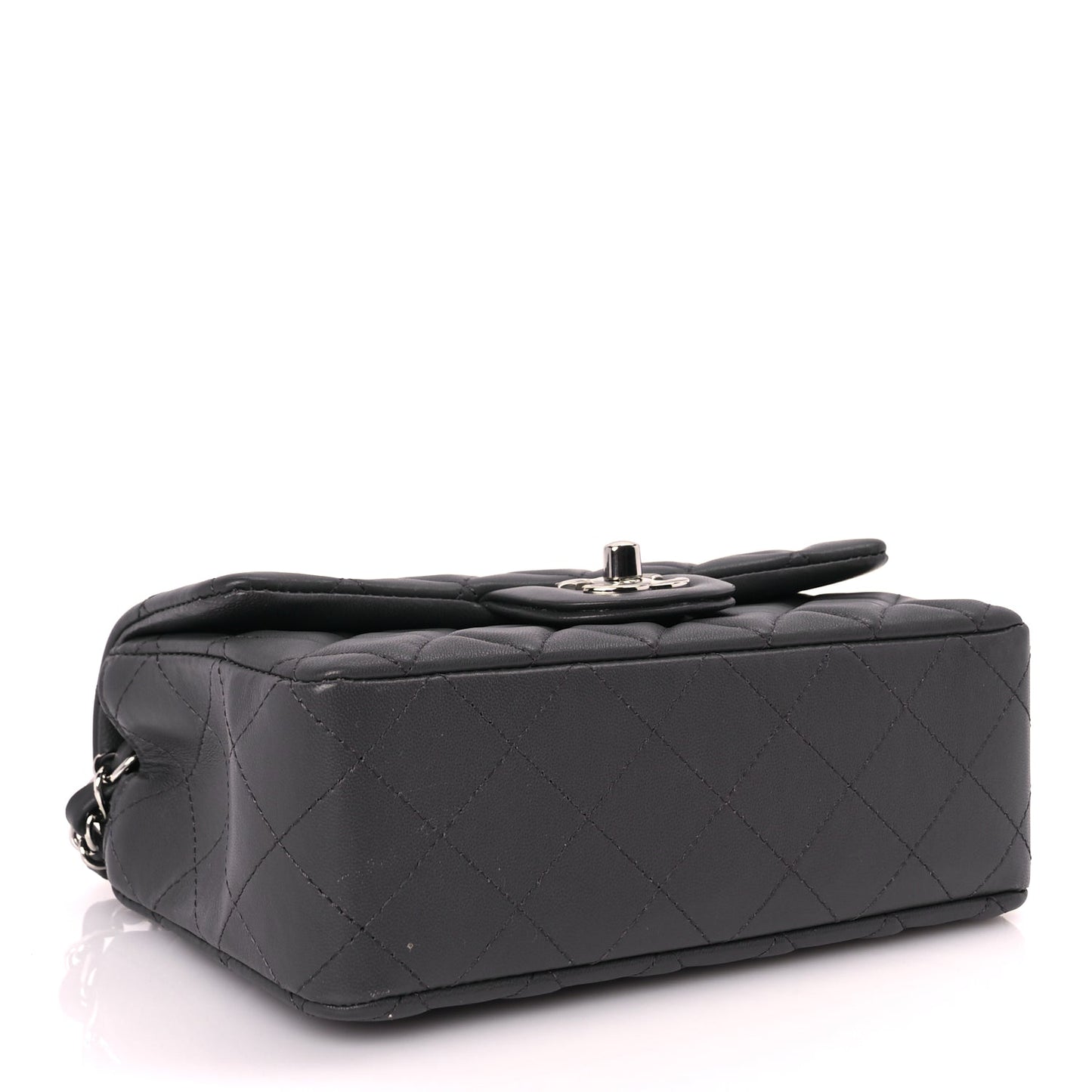 Chanel Lambskin Quilted Mini Rectangular Flap Dark Grey