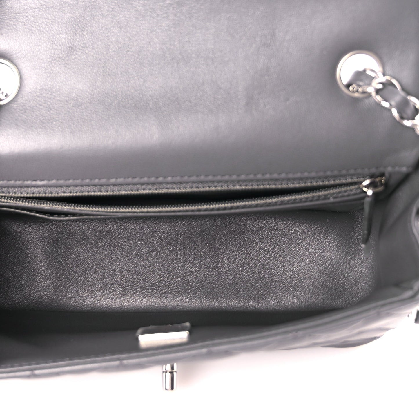 Chanel Lambskin Quilted Mini Rectangular Flap Dark Grey