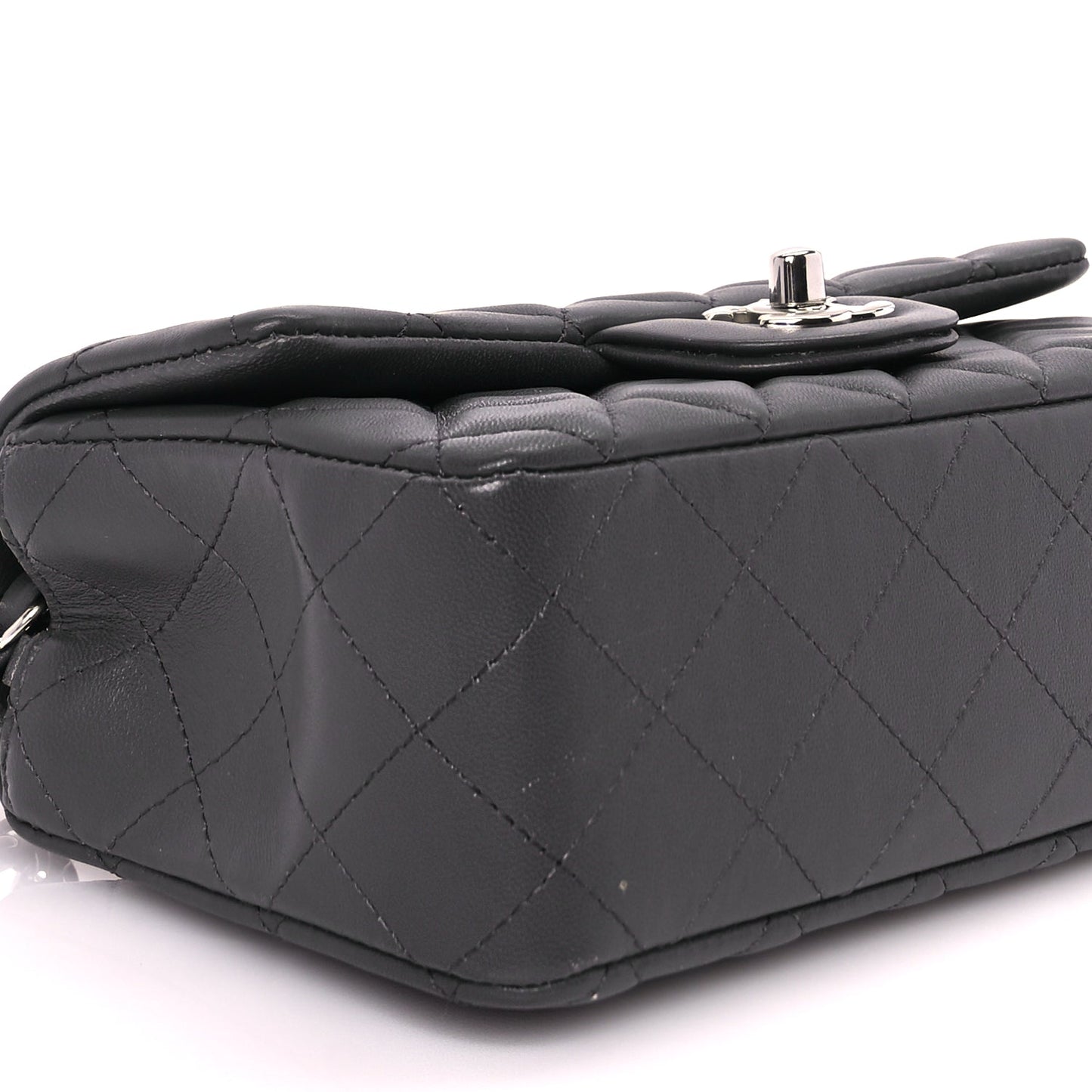 Chanel Lambskin Quilted Mini Rectangular Flap Dark Grey