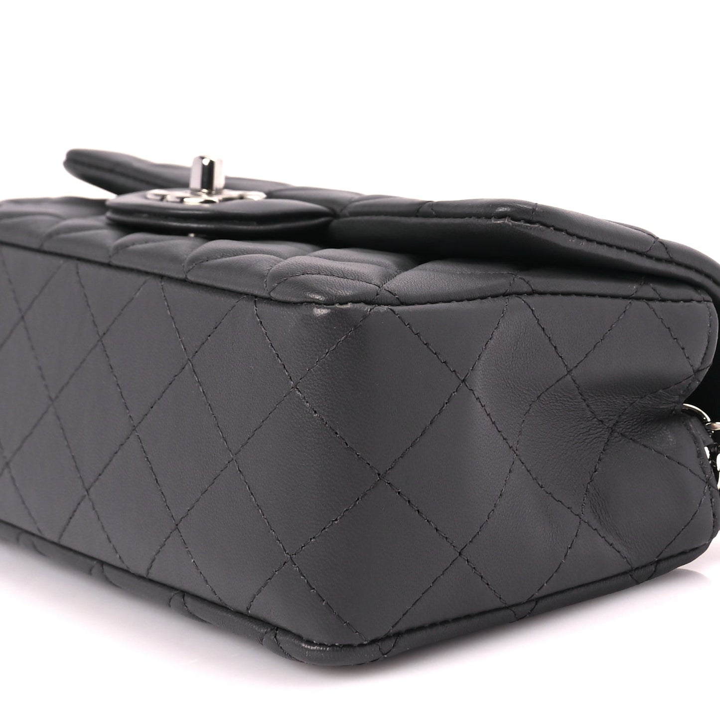 Chanel Lambskin Quilted Mini Rectangular Flap Dark Grey