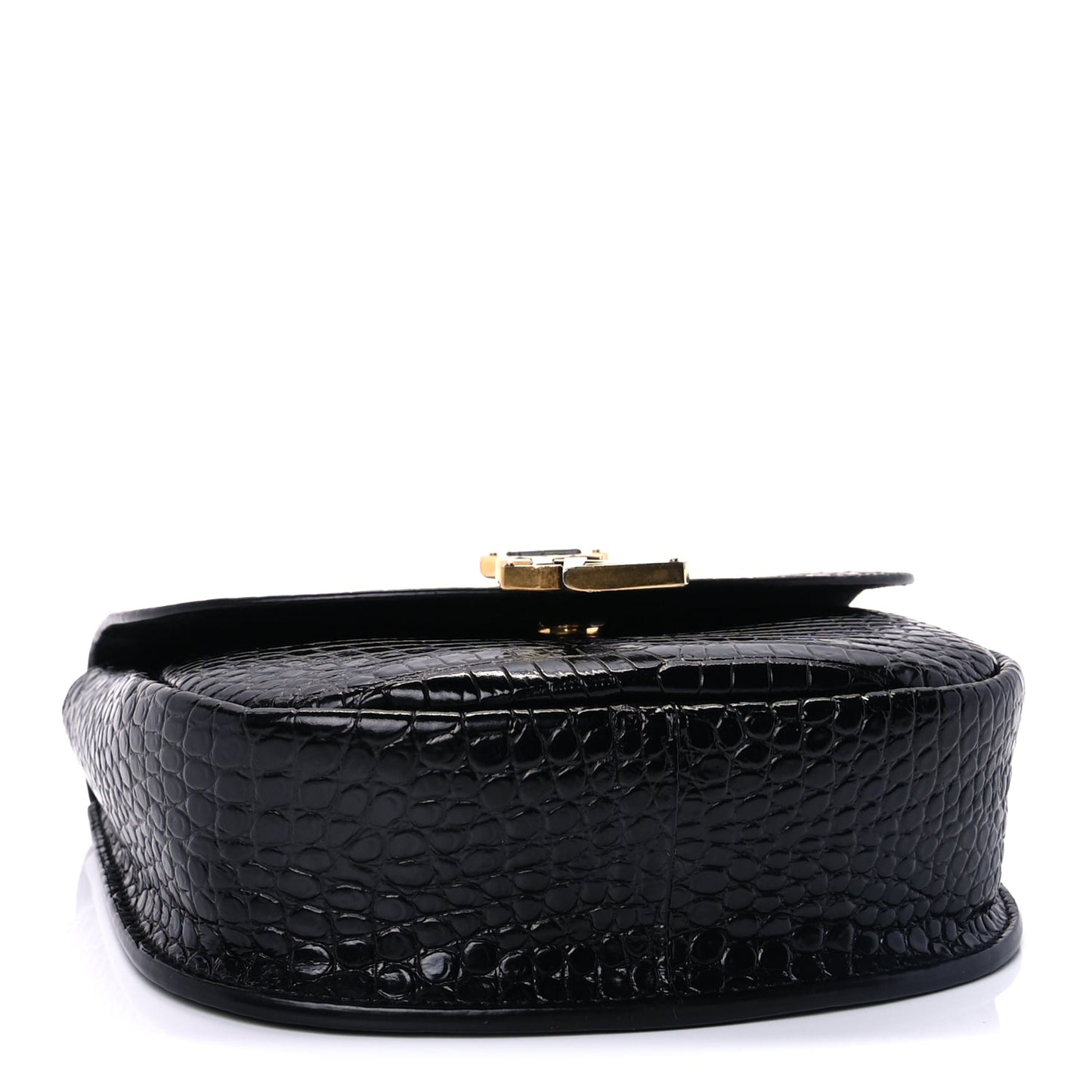 Saint Laurent Crocodile Embossed Calfskin Small Kaia Satchel Black