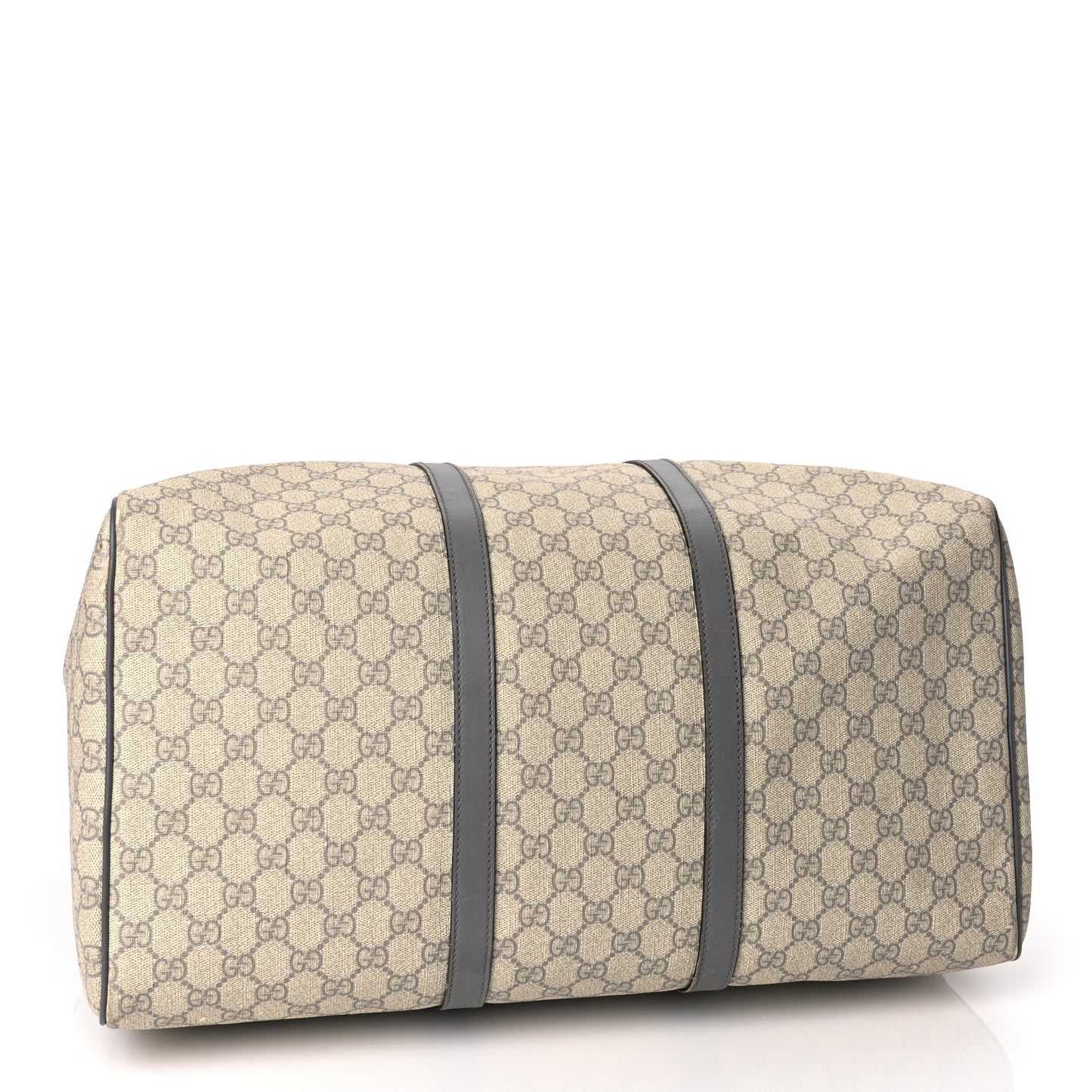 Gucci GG Supreme Monogram Selleria Calfskin Medium Carry On Duffle Bag Beige Grey