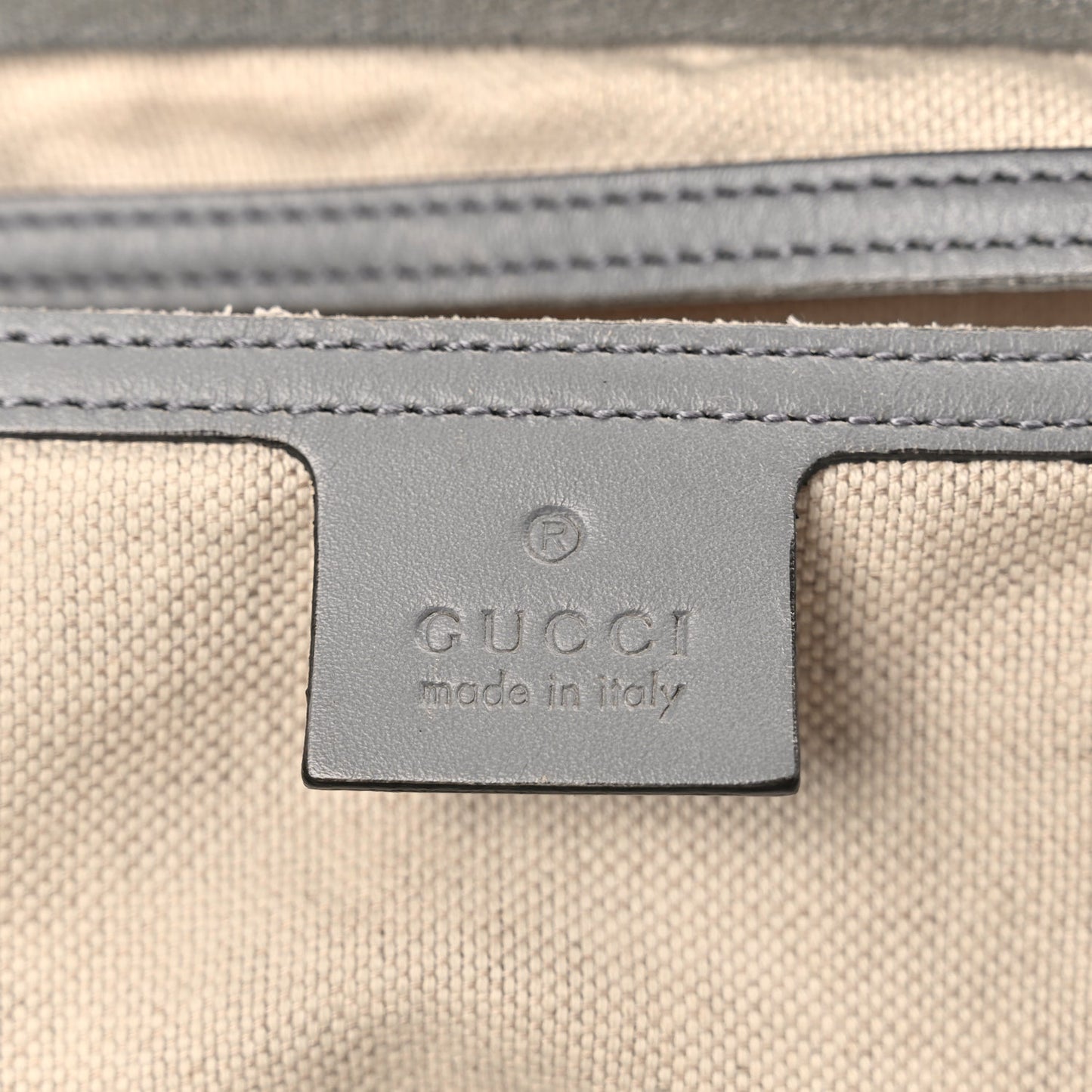 Gucci GG Supreme Monogram Selleria Calfskin Medium Carry On Duffle Bag Beige Grey